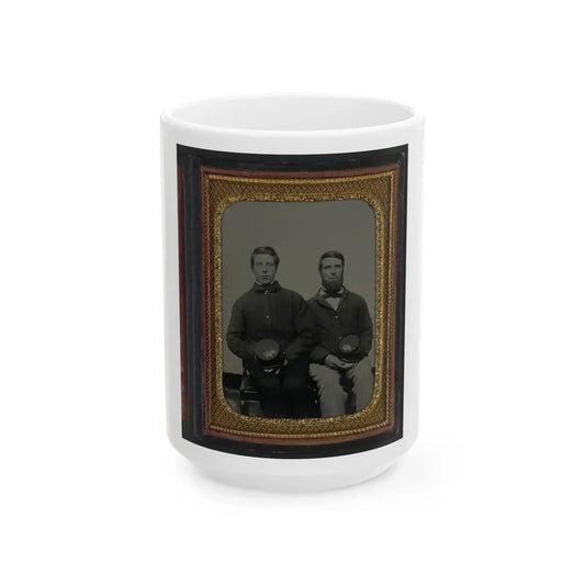 Two Unidentified Soldiers, Possibly Father And Son, In Union Uniforms With 20th Regiment Insignias On Their Kepis (U.S. Civil War) White Coffee Mug 15oz - Go Mug Yourself