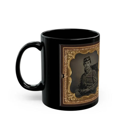 Two Unidentified Soldiers, Probably Brothers, In Union Corporal's And Private's Uniforms With Rifle Muskets And Revolvers (U.S. Civil War) Black Coffee Mug - Go Mug Yourself