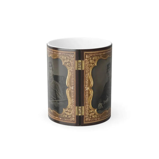 Two Unidentified Soldiers, Probably Brothers, in Union Corporal's and Private's Uniforms With Rifle Muskets and Revolvers (U.S. Civil War) Color Changing Coffee Mug 11oz Default Title 11oz - Go Mug Yourself