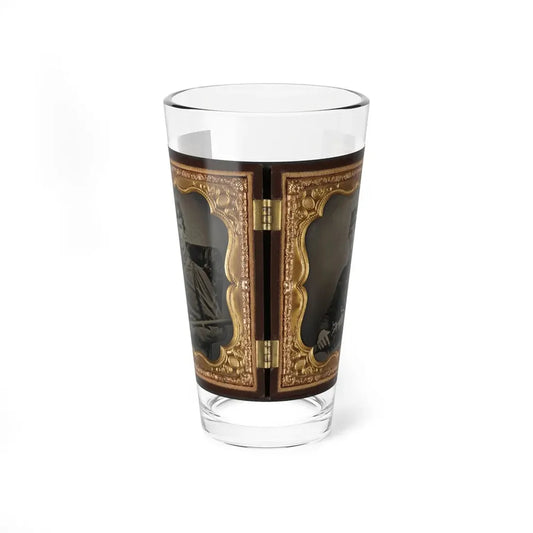 Two Unidentified Soldiers, Probably Brothers, In Union Corporal's And Private's Uniforms With Rifle Muskets And Revolvers (U.S. Civil War) Pint Glass 16oz 16oz - Go Mug Yourself