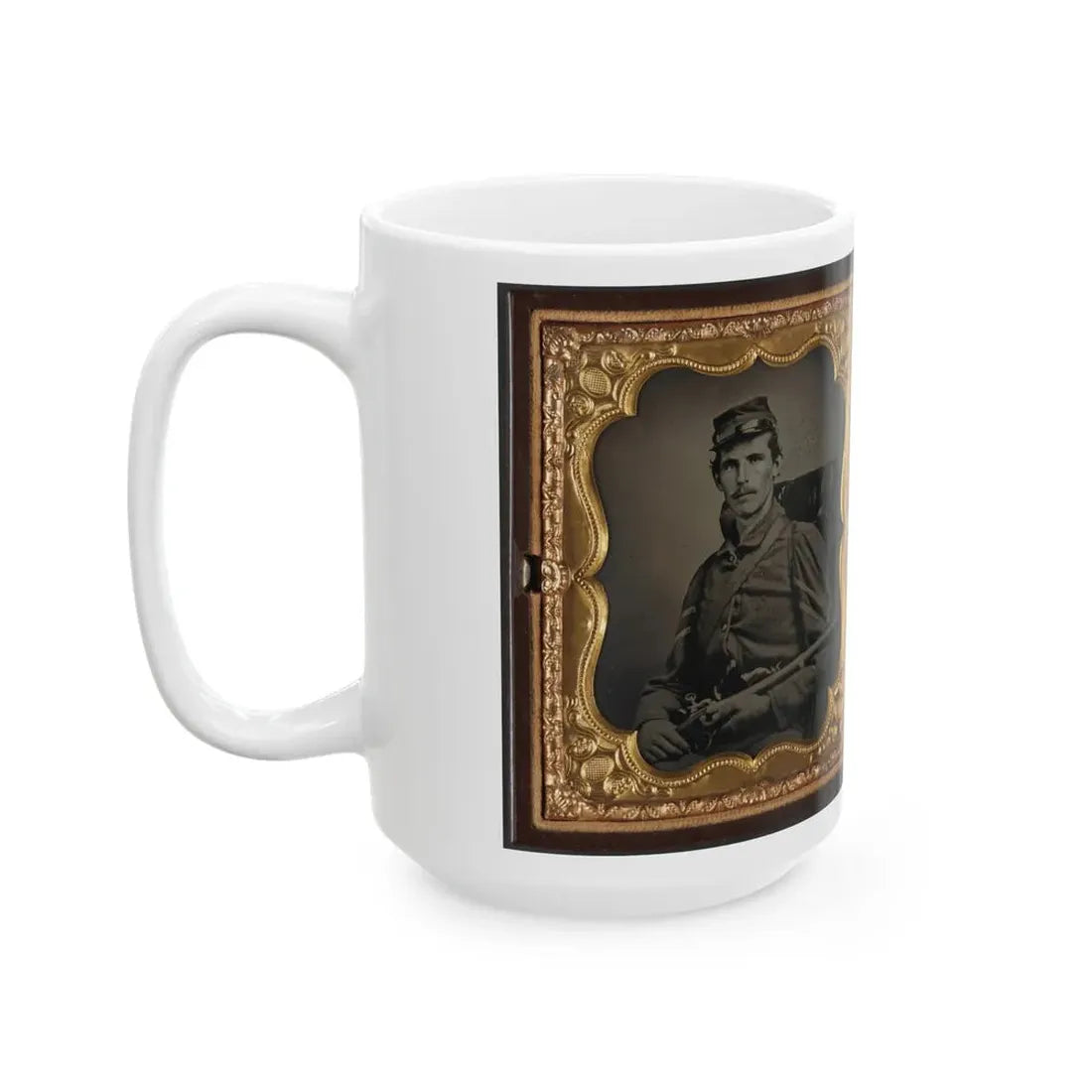 Two Unidentified Soldiers, Probably Brothers, In Union Corporal's And Private's Uniforms With Rifle Muskets And Revolvers (U.S. Civil War) White Coffee Mug - Go Mug Yourself