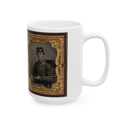 Two Unidentified Soldiers, Probably Brothers, In Union Corporal's And Private's Uniforms With Rifle Muskets And Revolvers (U.S. Civil War) White Coffee Mug - Go Mug Yourself