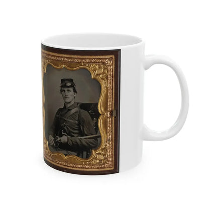 Two Unidentified Soldiers, Probably Brothers, In Union Corporal's And Private's Uniforms With Rifle Muskets And Revolvers (U.S. Civil War) White Coffee Mug - Go Mug Yourself