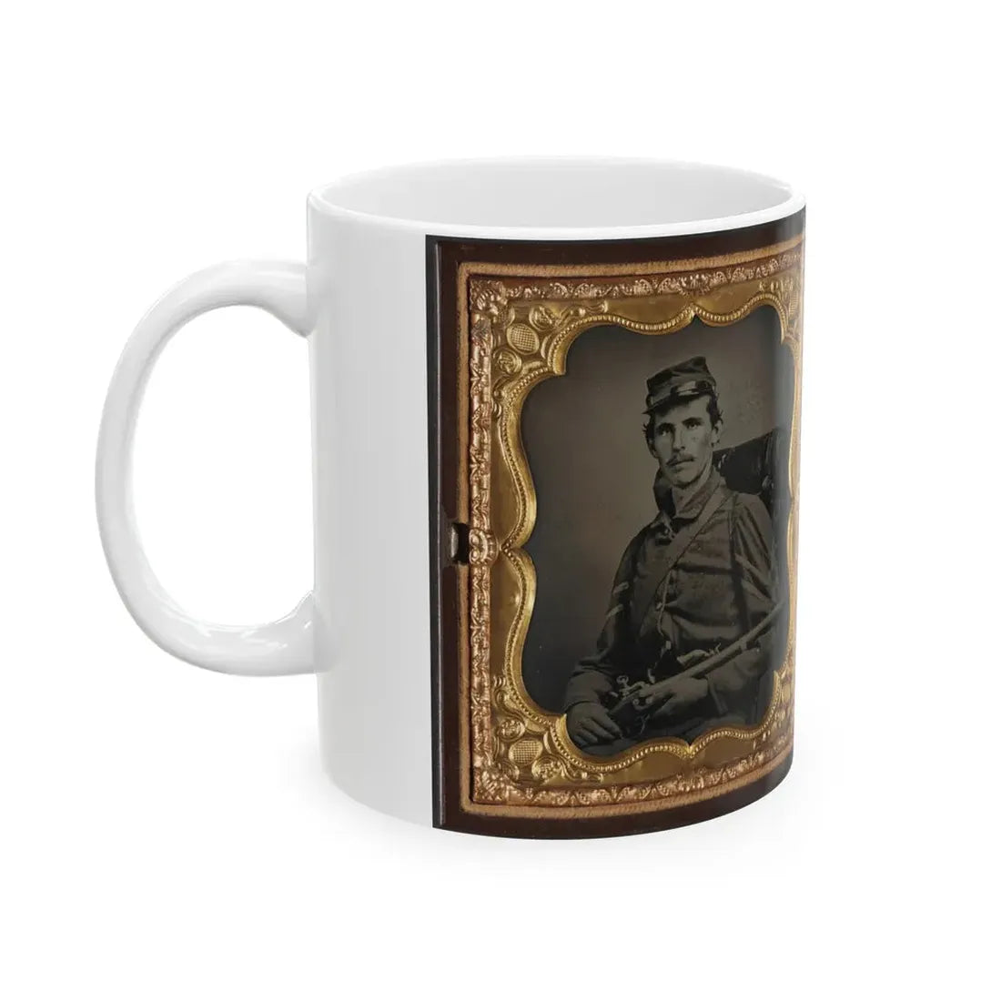 Two Unidentified Soldiers, Probably Brothers, In Union Corporal's And Private's Uniforms With Rifle Muskets And Revolvers (U.S. Civil War) White Coffee Mug - Go Mug Yourself