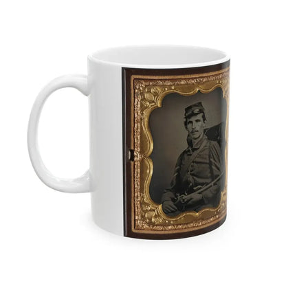 Two Unidentified Soldiers, Probably Brothers, In Union Corporal's And Private's Uniforms With Rifle Muskets And Revolvers (U.S. Civil War) White Coffee Mug - Go Mug Yourself
