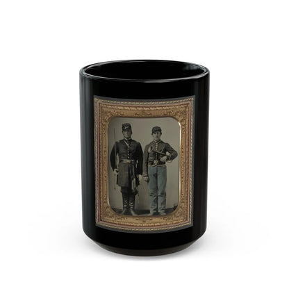 Two Unidentified Soldiers With Sword And Saxhorn (U.S. Civil War) Black Coffee Mug-15oz-Go Mug Yourself