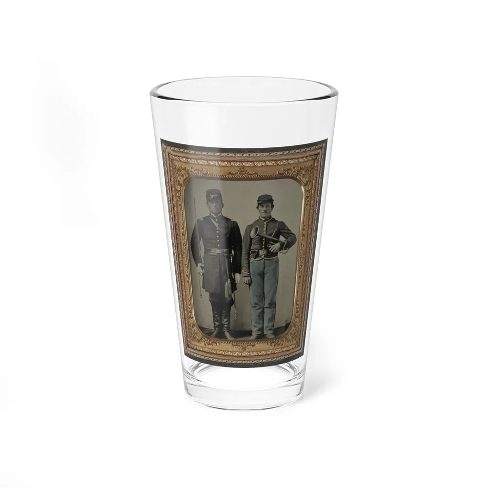 Two Unidentified Soldiers With Sword And Saxhorn (U.S. Civil War) Pint Glass 16oz-16oz-Go Mug Yourself