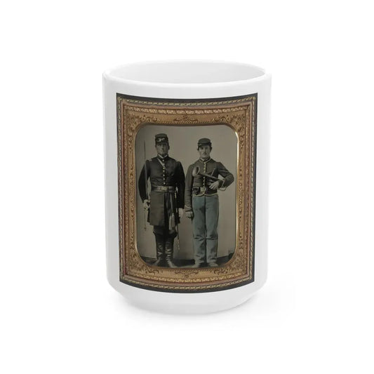 Two Unidentified Soldiers With Sword And Saxhorn (U.S. Civil War) White Coffee Mug 15oz - Go Mug Yourself