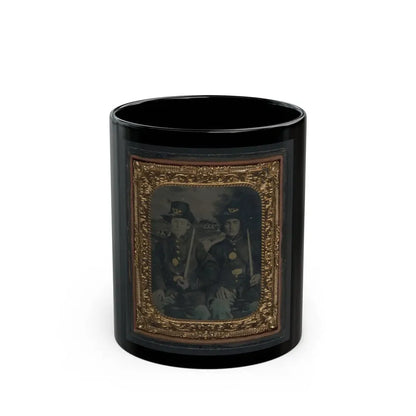 Two Unidentified Young Soldiers In Union Sack Coats And Hardee Hats With Bayonets (U.S. Civil War) Black Coffee Mug 11oz - Go Mug Yourself
