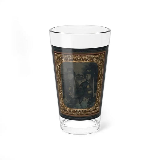 Two Unidentified Young Soldiers In Union Sack Coats And Hardee Hats With Bayonets (U.S. Civil War) Pint Glass 16oz 16oz - Go Mug Yourself