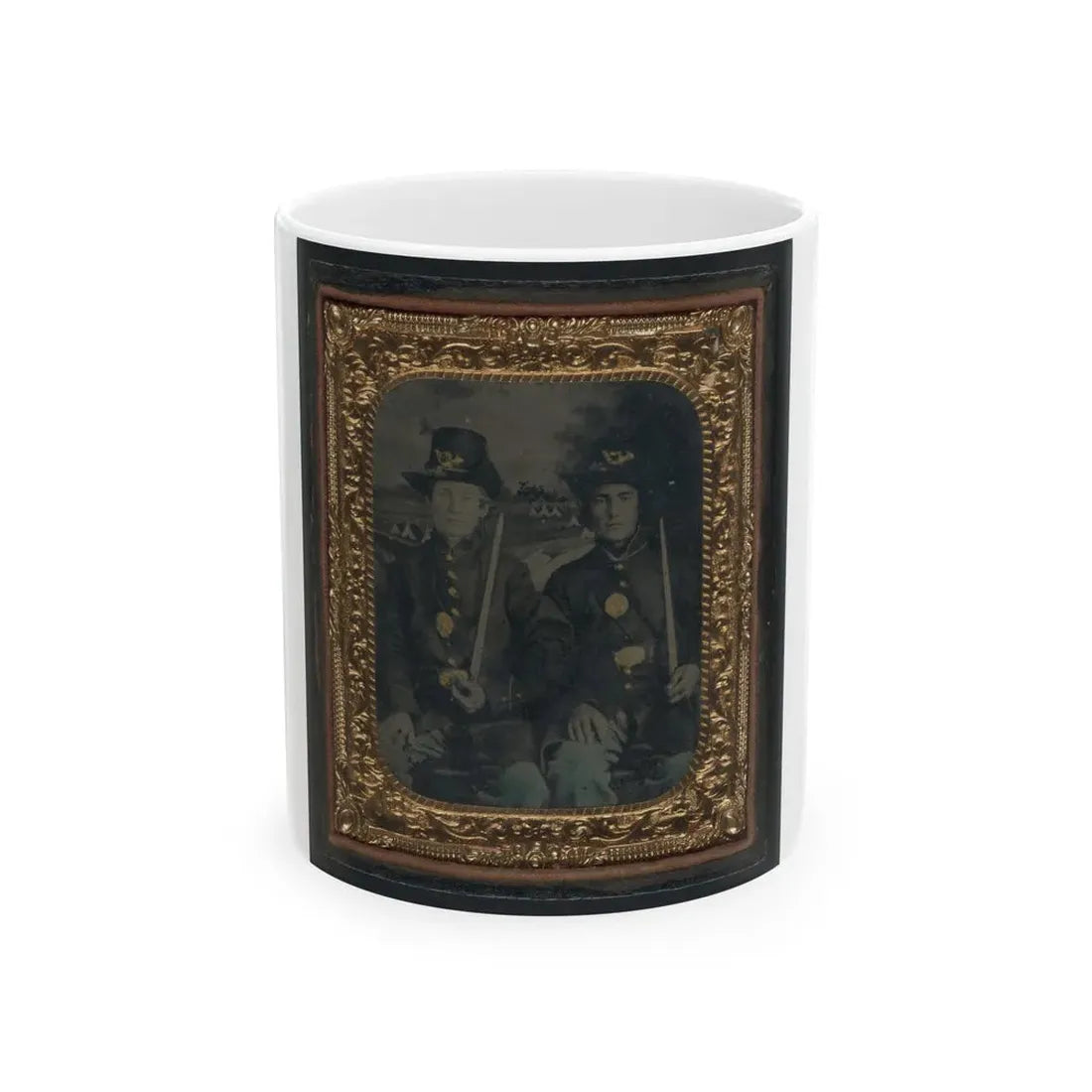 Two Unidentified Young Soldiers In Union Sack Coats And Hardee Hats With Bayonets (U.S. Civil War) White Coffee Mug 11oz - Go Mug Yourself
