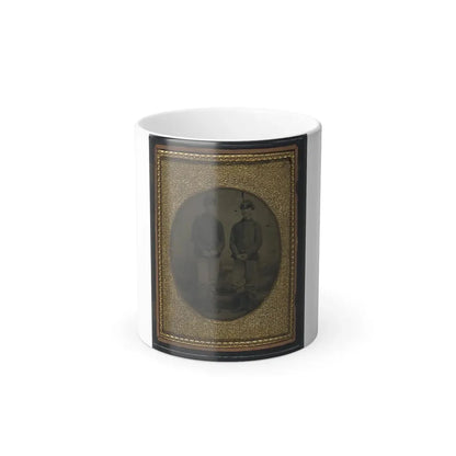 Two Unidentified Young Soldiers in Union Shell Jackets and Forage Caps in Front of Painted Backdrop Showing Plantation (U.S. Civil War) Color Changing Coffee Mug 11oz - Go Mug Yourself