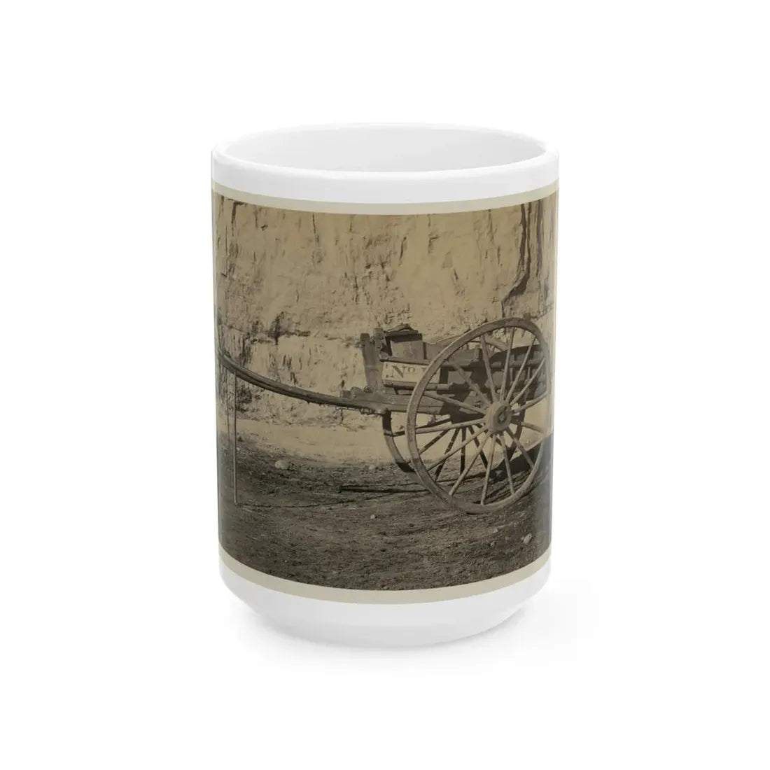 Two Wheeled Cart To Be Drawn By A Horse (U.S. Civil War) White Coffee Mug 15oz - Go Mug Yourself