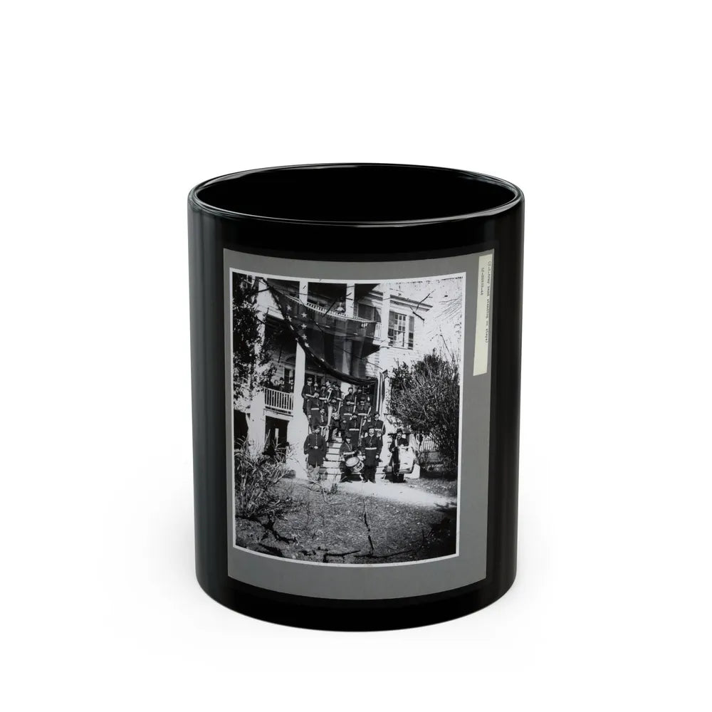 U.S. Army Band Standing On Steps (U.S. Civil War) Black Coffee Mug-11oz-Go Mug Yourself