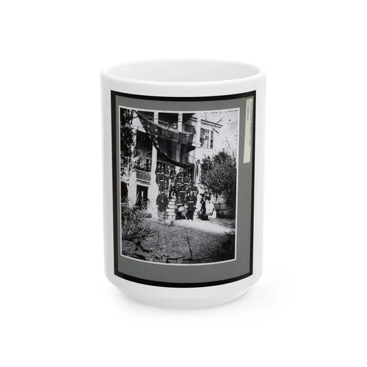 U.S. Army Band Standing On Steps (U.S. Civil War) White Coffee Mug-15oz-Go Mug Yourself