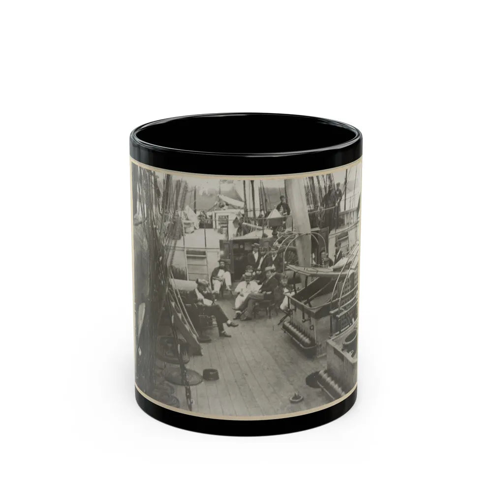 U.S. Naval Officers Relaxing On Deck (U.S. Civil War) Black Coffee Mug-11oz-Go Mug Yourself