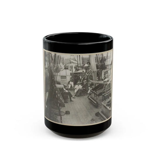 U.S. Naval Officers Relaxing On Deck (U.S. Civil War) Black Coffee Mug-15oz-Go Mug Yourself