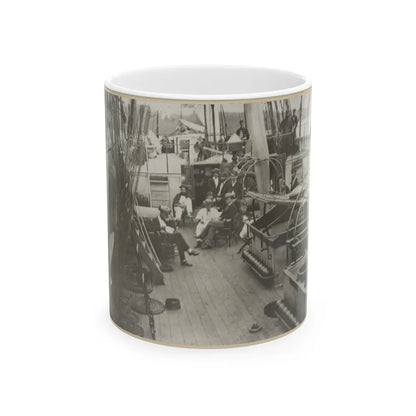 U.S. Naval Officers Relaxing On Deck (U.S. Civil War) White Coffee Mug-11oz-Go Mug Yourself