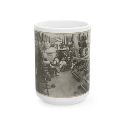 U.S. Naval Officers Relaxing On Deck (U.S. Civil War) White Coffee Mug-15oz-Go Mug Yourself