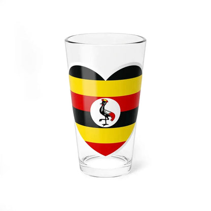 Uganda flag heart white (Uganda) Pint Glass 16oz 16oz - Go Mug Yourself
