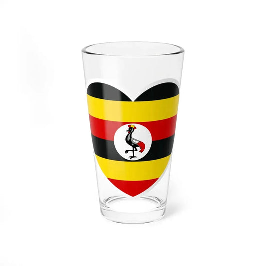 Uganda flag heart white (Uganda) Pint Glass 16oz 16oz - Go Mug Yourself
