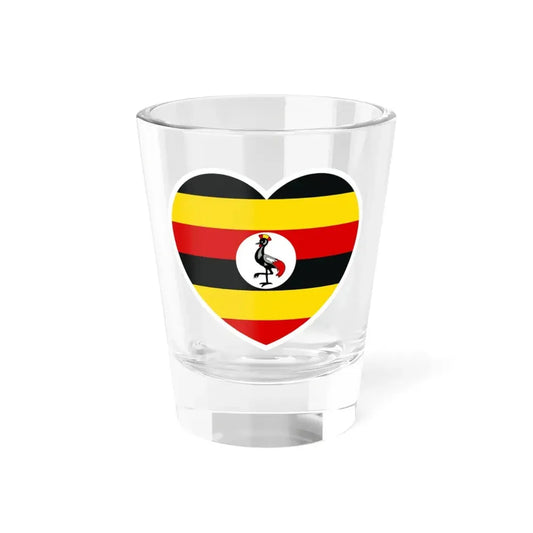 Uganda flag heart white (Uganda) Shot Glass 1.5oz 1.5oz - Go Mug Yourself