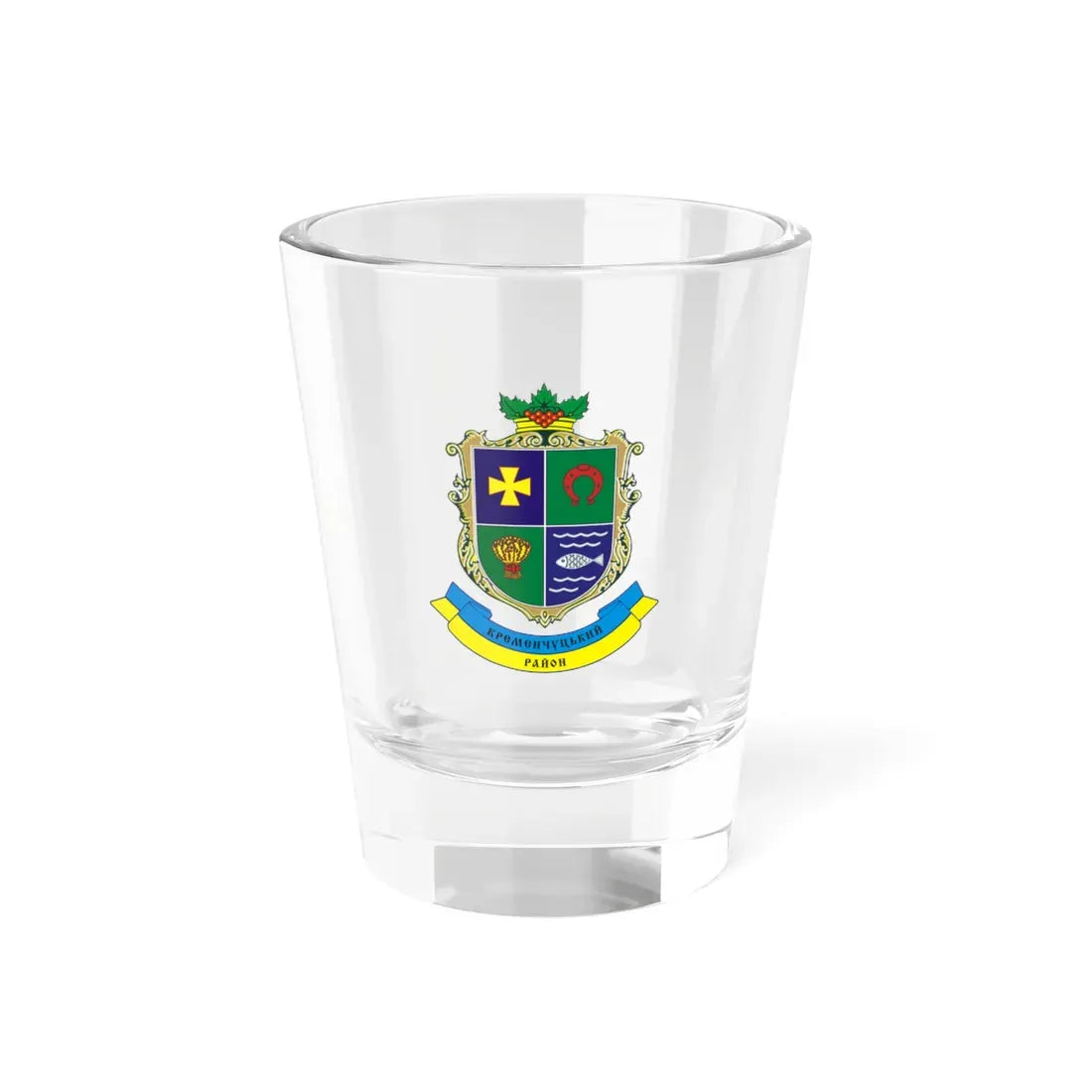 Герб Кременчуцкого района (Ukraine) (Coat of Arms) Shot Glass 1.5oz 1.5oz - Go Mug Yourself
