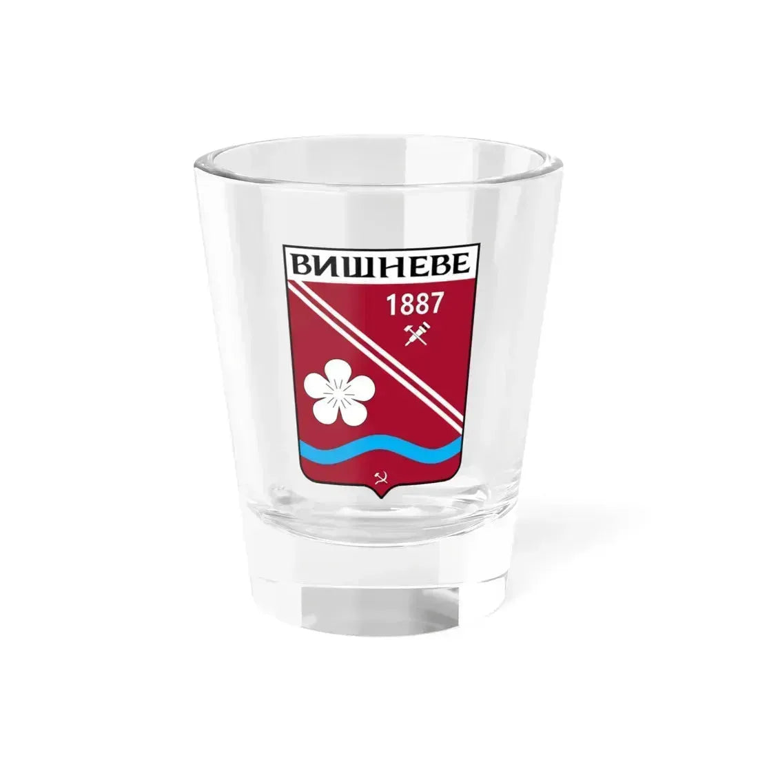 Герб Вишневе СРСР (Ukraine) (Coat of Arms) Shot Glass 1.5oz 1.5oz - Go Mug Yourself