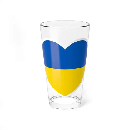 Ukraine flag heart white (Ukraine) Pint Glass 16oz 16oz - Go Mug Yourself