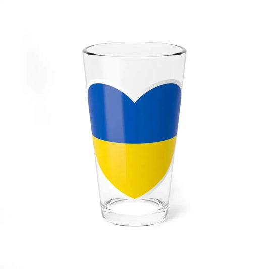 Ukraine flag heart white (Ukraine) Pint Glass 16oz 16oz - Go Mug Yourself