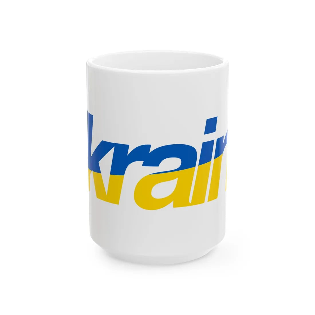 Ukraine name with flag colors - English (Ukraine) White Coffee Mug 15oz - Go Mug Yourself