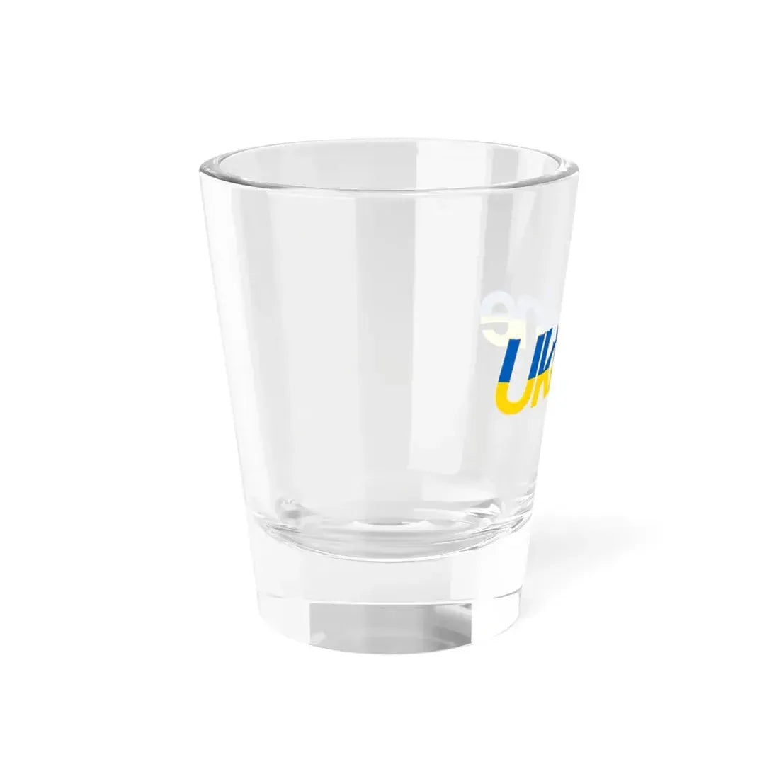 Ukraine name with flag colors - English - Warped (Ukraine) Shot Glass 1.5oz - Go Mug Yourself