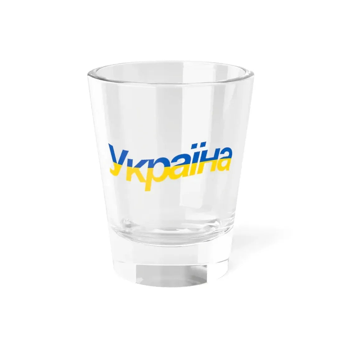 Ukraine name with flag colors - Ukrainian - Warped (Ukraine) Shot Glass 1.5oz 1.5oz - Go Mug Yourself
