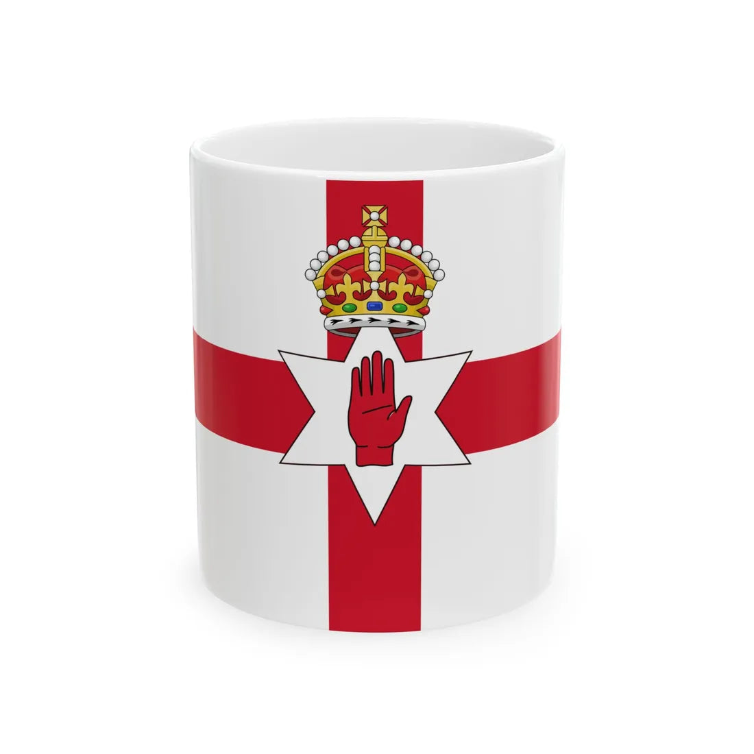 Ulster Banner Tudor Crown version 3-2 (Ireland) White Coffee Mug 11oz - Go Mug Yourself