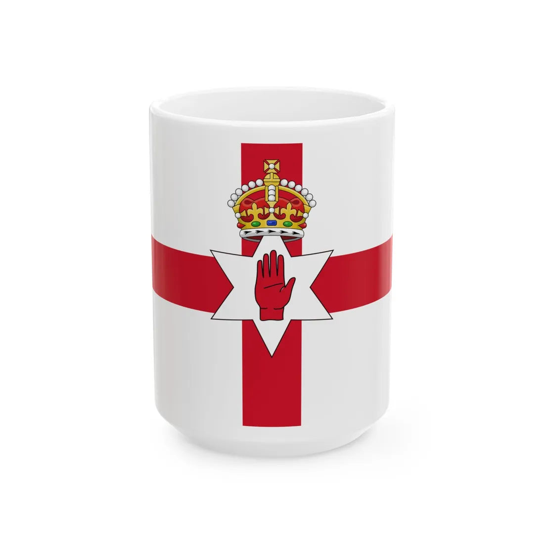 Ulster Banner Tudor Crown version 3-2 (Ireland) White Coffee Mug 15oz - Go Mug Yourself