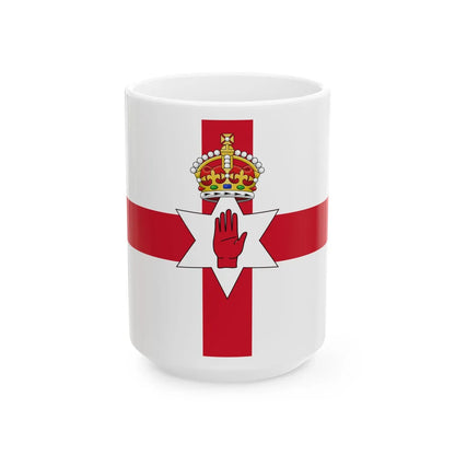 Ulster Banner Tudor Crown version 3-2 (Ireland) White Coffee Mug 15oz - Go Mug Yourself