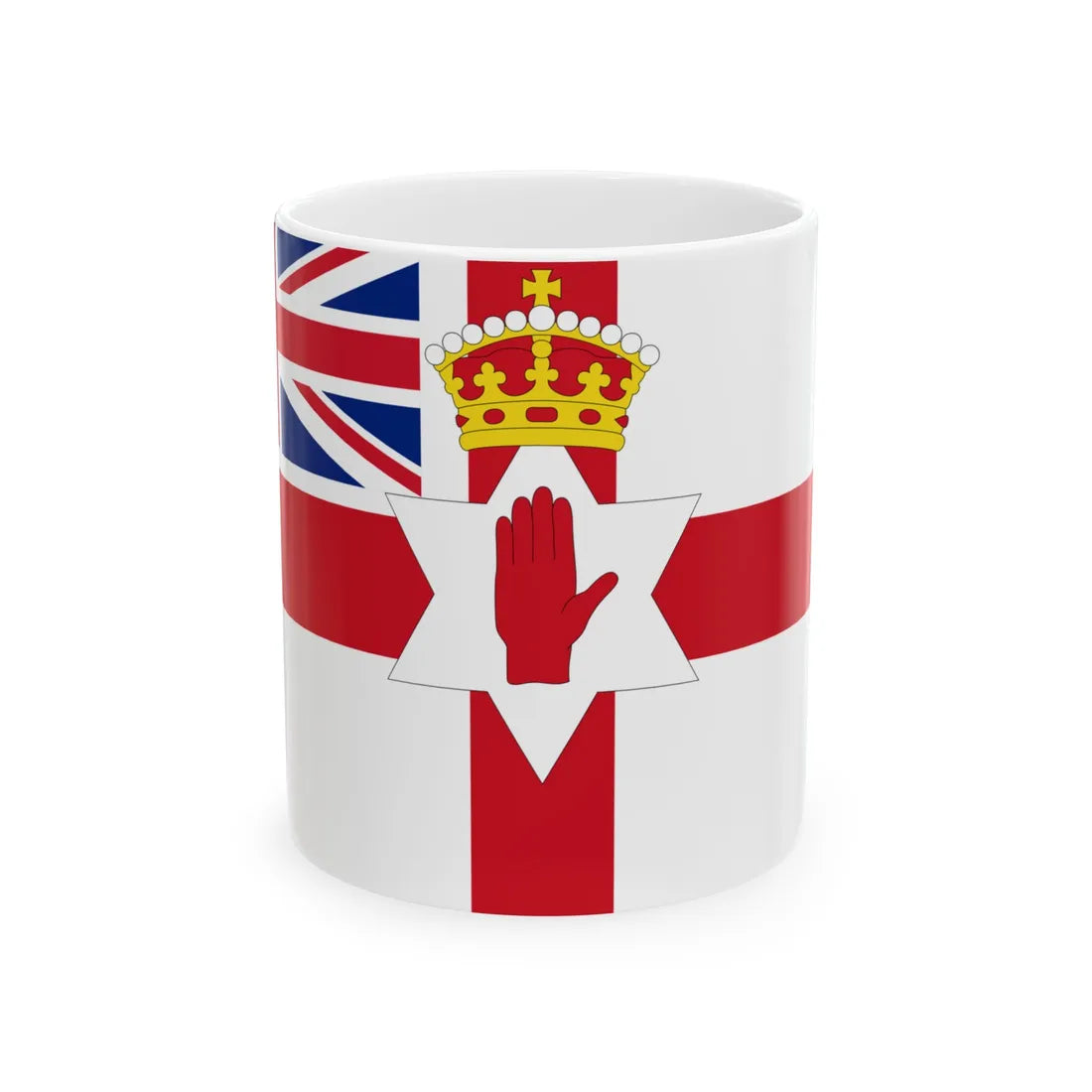 Ulster Banner Tudor Crown version with Union Jack (Ireland) White Coffee Mug 11oz - Go Mug Yourself