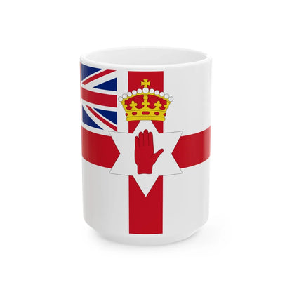 Ulster Banner Tudor Crown version with Union Jack (Ireland) White Coffee Mug 15oz - Go Mug Yourself