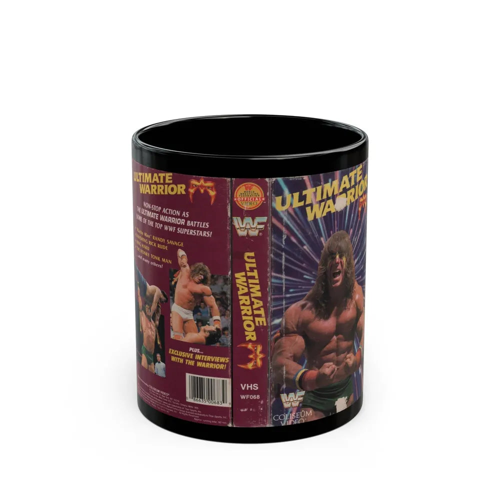 ULTIMATE WARRIOR WWF (VHS COVER) - Black Coffee Mug-11oz-Go Mug Yourself