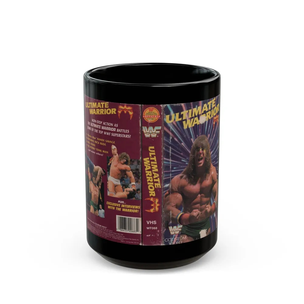 ULTIMATE WARRIOR WWF (VHS COVER) - Black Coffee Mug-15oz-Go Mug Yourself