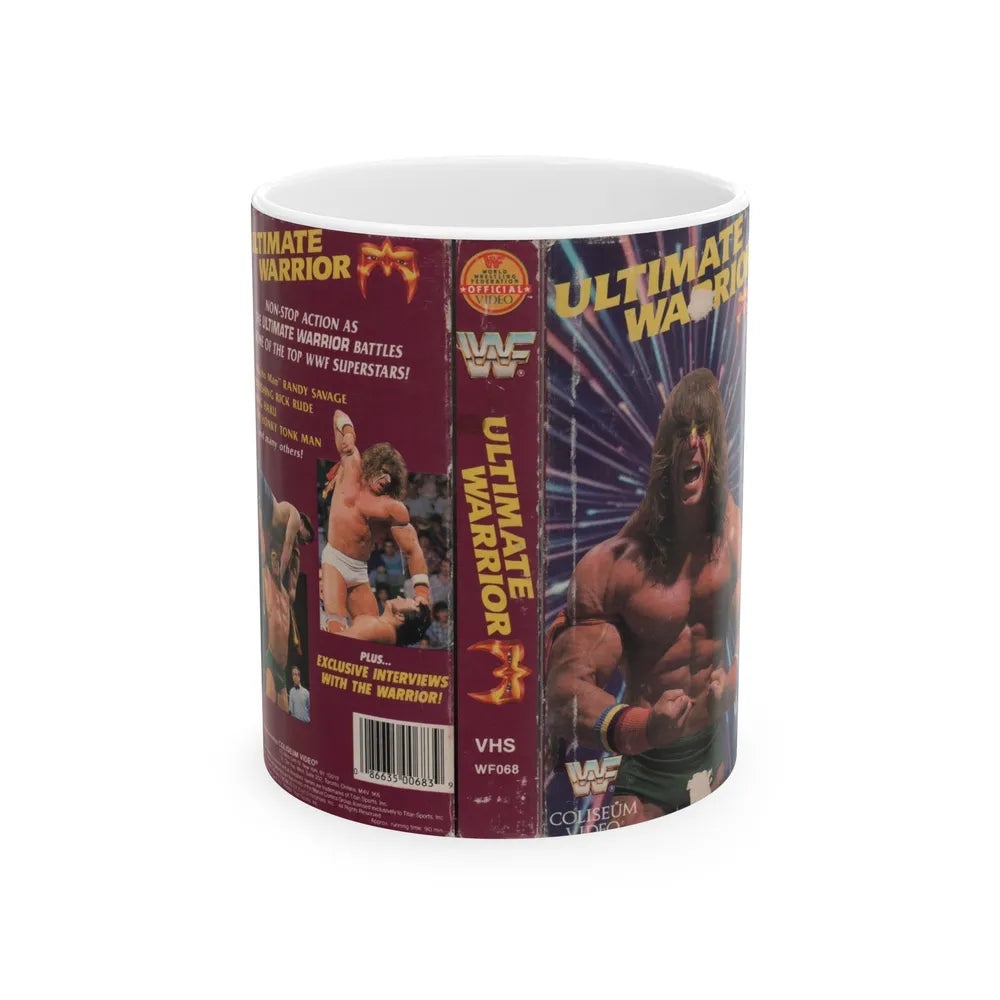 ULTIMATE WARRIOR WWF (VHS COVER) - White Coffee Mug-11oz-Go Mug Yourself