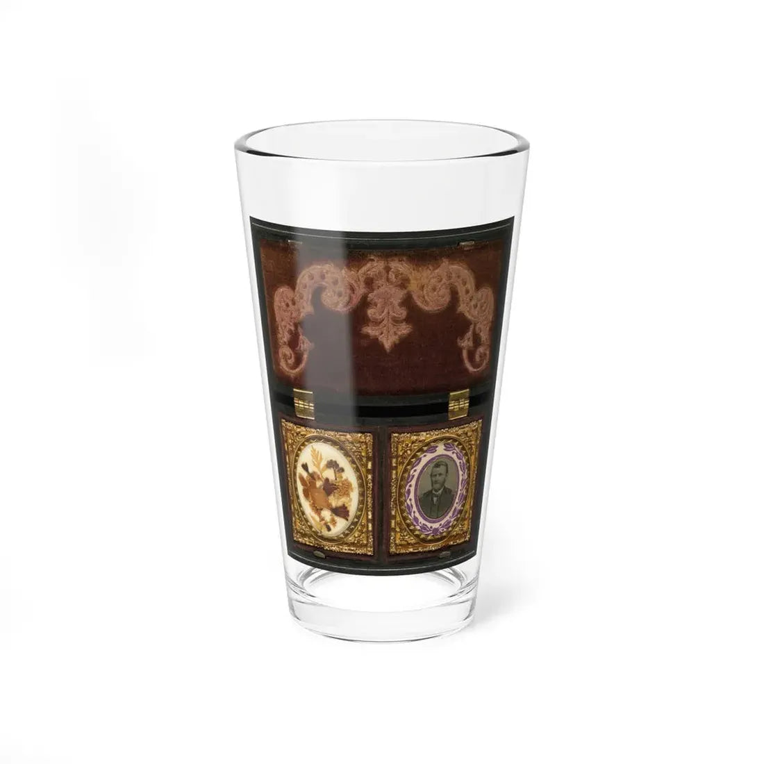 Ulysses S. Grant Of General Staff Regular Army Infantry Regiment; Dried Flowers In Frame On Left (U.S. Civil War) Pint Glass 16oz 16oz - Go Mug Yourself