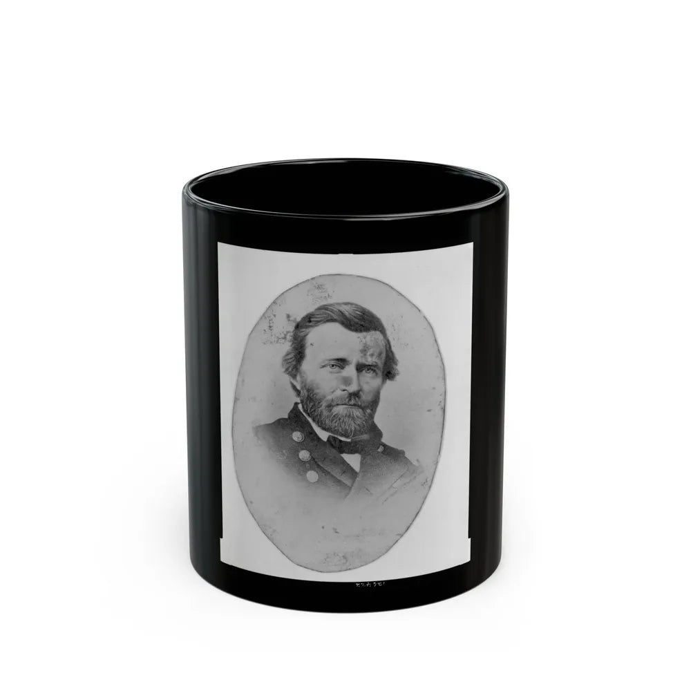 Ulysses S. Grant, In Uniform, Head-And-Shoulders Portrait, Facing Front (U.S. Civil War) Black Coffee Mug-11oz-Go Mug Yourself