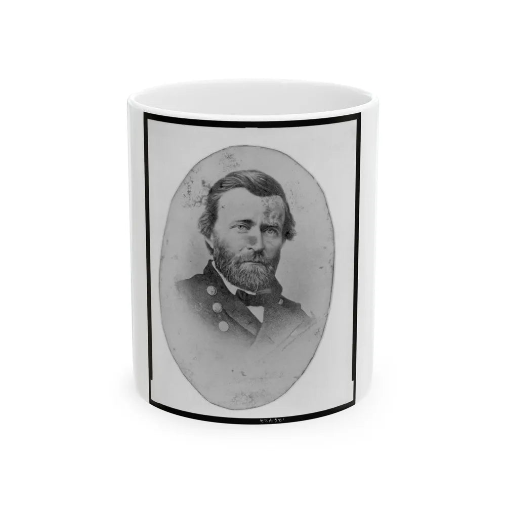 Ulysses S. Grant, In Uniform, Head-And-Shoulders Portrait, Facing Front (U.S. Civil War) White Coffee Mug-11oz-Go Mug Yourself