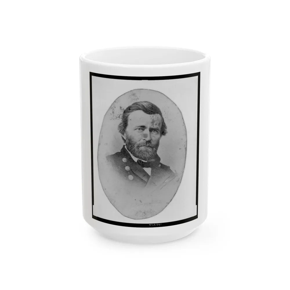 Ulysses S. Grant, In Uniform, Head-And-Shoulders Portrait, Facing Front (U.S. Civil War) White Coffee Mug-15oz-Go Mug Yourself