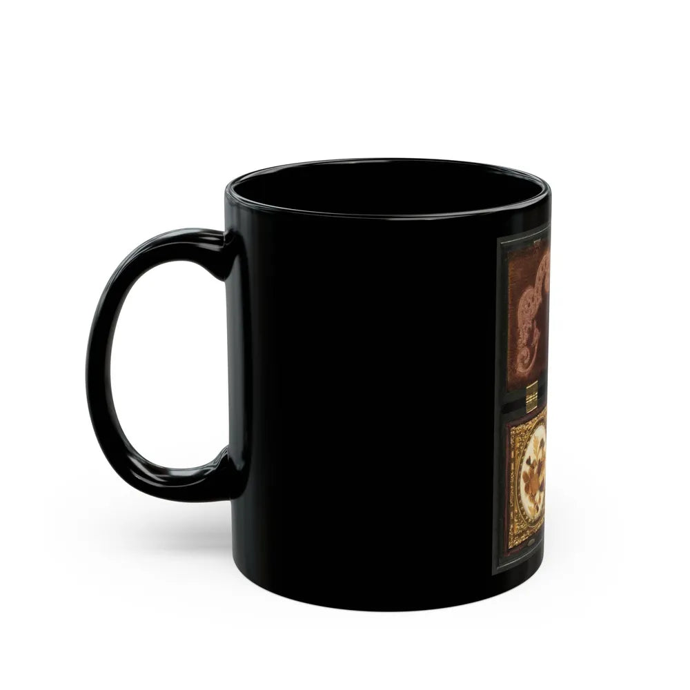 Ulysses S. Grant Of General Staff Regular Army Infantry Regiment; Dried Flowers In Frame On Left (U.S. Civil War) Black Coffee Mug-Go Mug Yourself