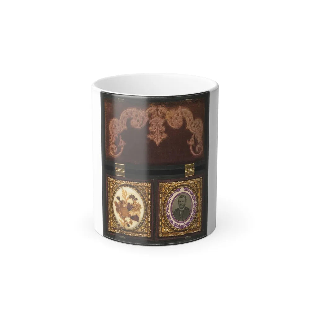 Ulysses S. Grant of General Staff Regular Army Infantry Regiment; Dried Flowers in Frame on Left (U.S. Civil War) Color Changing Coffee Mug 11oz-11oz-Go Mug Yourself