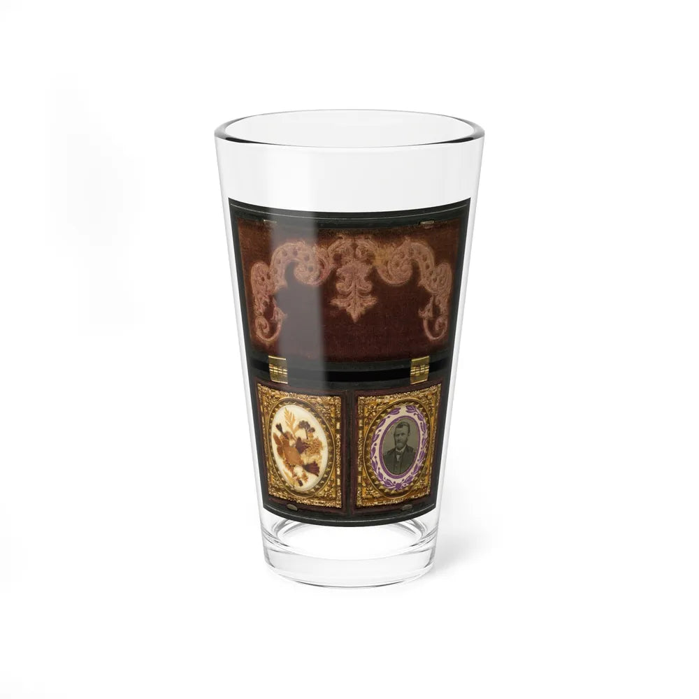 Ulysses S. Grant Of General Staff Regular Army Infantry Regiment; Dried Flowers In Frame On Left (U.S. Civil War) Pint Glass 16oz-16oz-Go Mug Yourself