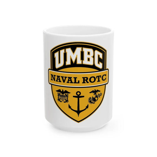 UMBC Naval ROTC (U.S. Navy) White Coffee Mug-15oz-Go Mug Yourself