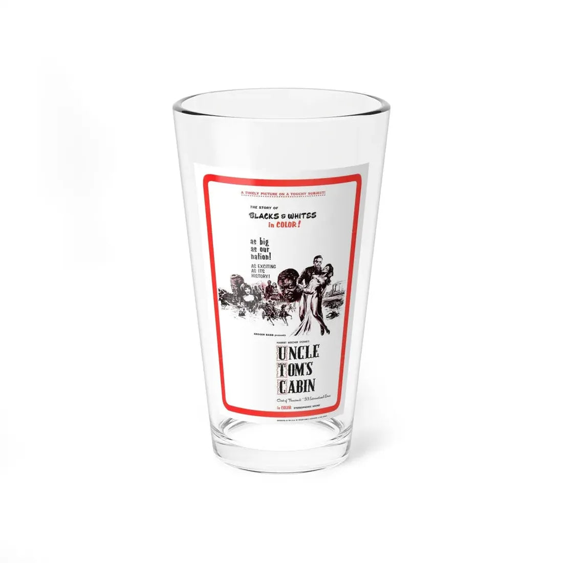 UNCLE TOM'S CABIN 1965 Movie Poster - Pint Glass 16oz 16oz - Go Mug Yourself